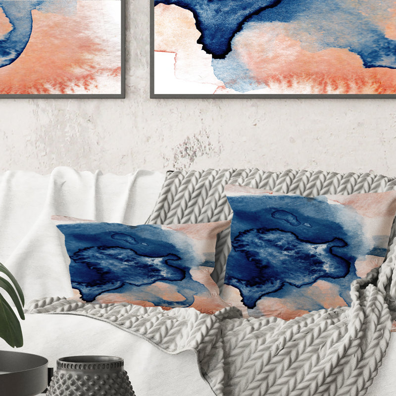 Coussin bleu et doré Marble Clouds IV - Modern Printed