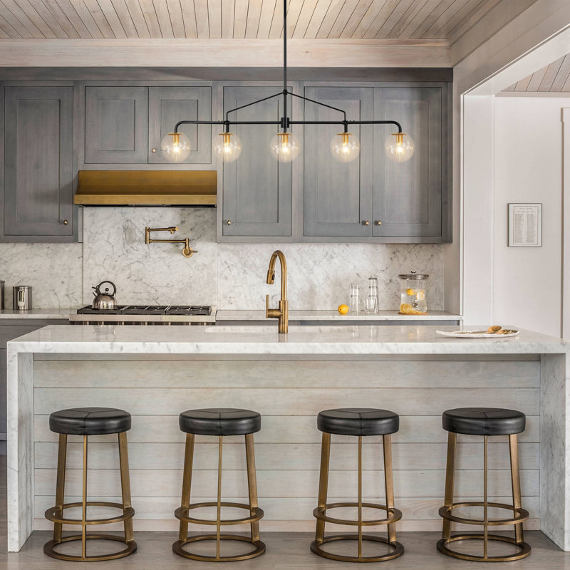 5 - Light Dimmable Sputnik Chandelier Modern Linear Chandelier Glass Chandelier For Kitchen Island