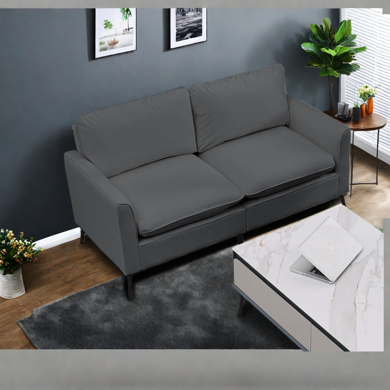 Causeuse compacte en cuir confortable et moderne de 55,9 pouces pour la maison