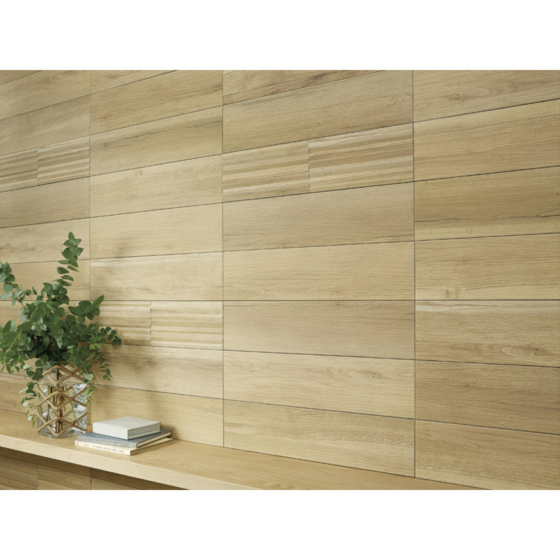 Vintage Oak 6" x 24" Ceramic Wood look Wall Tile, Ivory