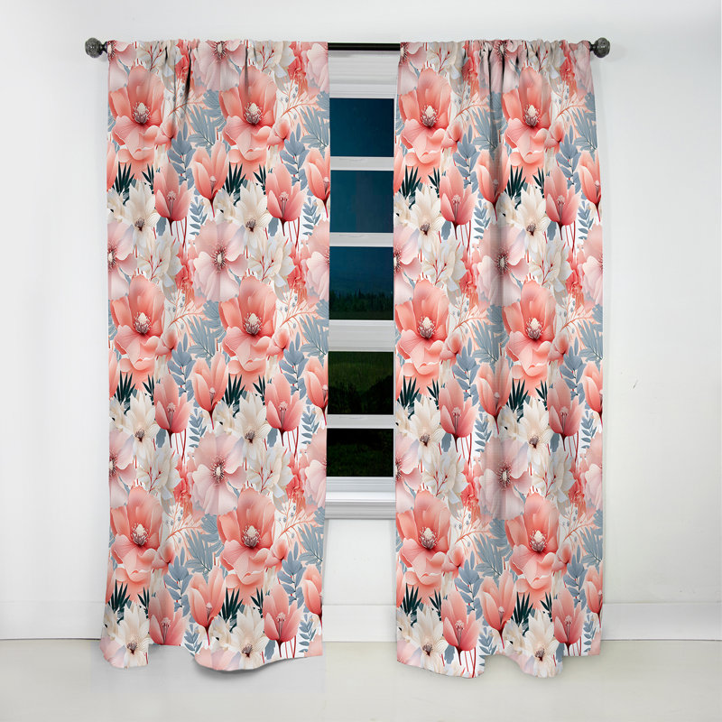 Motif tropical bord de mer - Rideau floral - Rideau occultant - 1 panneau, L 52 po x L 95 po