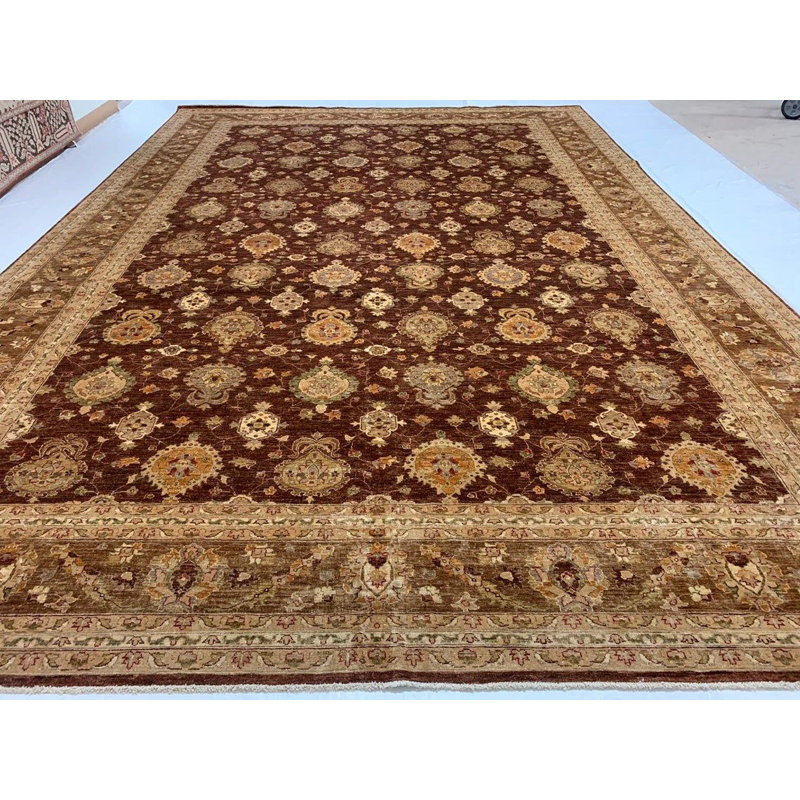 Tapis Oushak turc antique vieilli de conception unique 11 pi 10 po x 17 pi 2 po One-of-a-Kind
