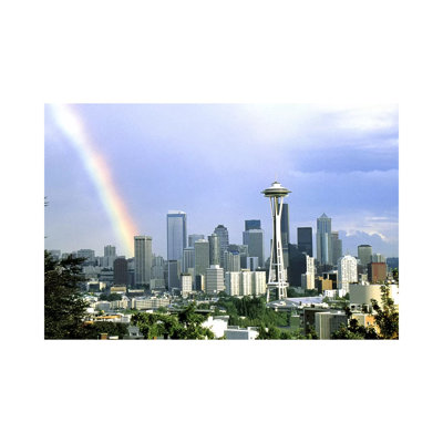 Rainbow Seattle WA - Wrapped Canvas Print