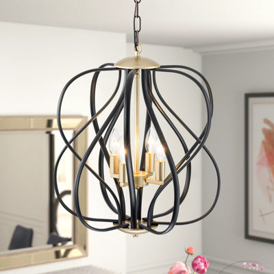 Lustre géométrique noir en forme de bougie à 4 lumières Flickerz