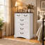 Commode 6 tiroirs en bois rétro avec large commode de rangement avec poignées en métal pour la chambre à coucher, le salon et le couloir-641887318-643831933