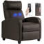 Fauteuil inclinable inclinable en cuir synthétique avec fauteuil repose-pieds et télécommande pour repose-pieds, brun-856134969