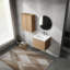 Meuble-lavabo mural avec lavabo et armoire latérale, offrant beaucoup de rangement et un design élégant