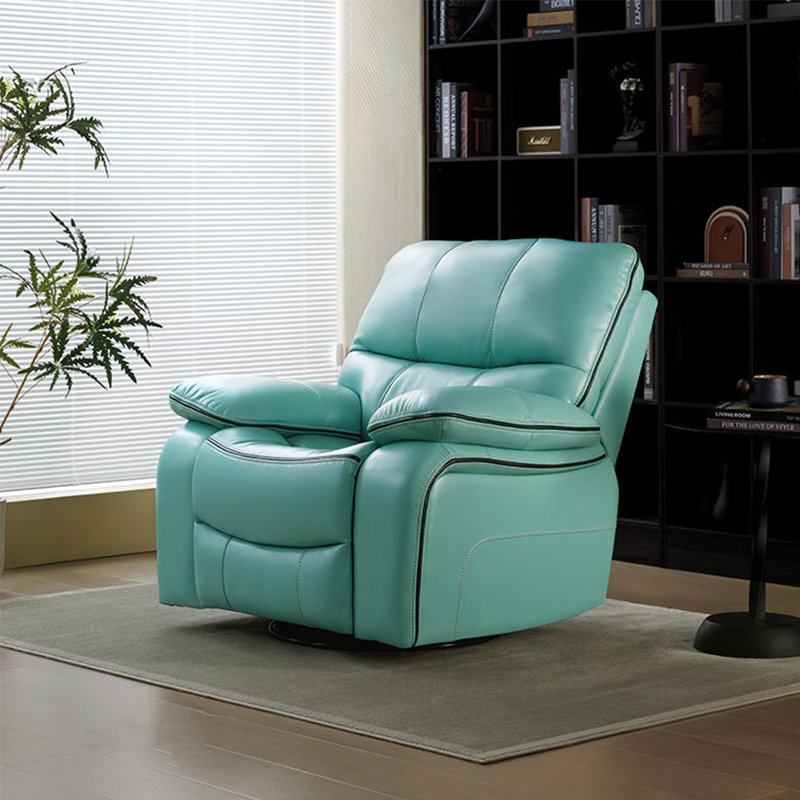 Sashanth Faux Leather Recliner, Teal Faux Leather