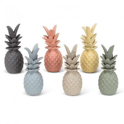 Set Of 6 Assorted Colors Small Pineapple Figurine
