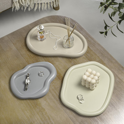 Grace Contemporary Concrete Decorative Cloud Jewelry Trays (Set of 3)