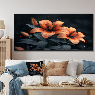 Orange orange, lis noir, printemps I, reproduction d'art mural