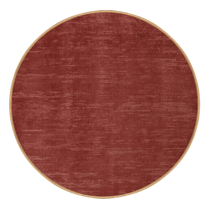 Machine Washable Solid Brown Area Rug, Round 3'