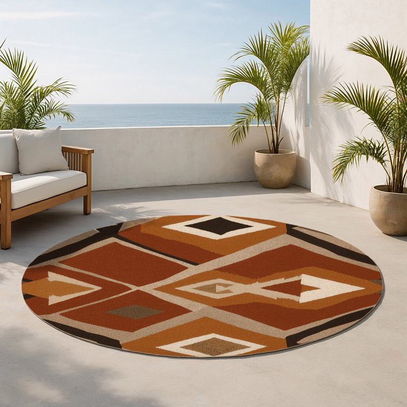 Tapis intérieur et extérieur Tribal Flow, Rond 5 pi