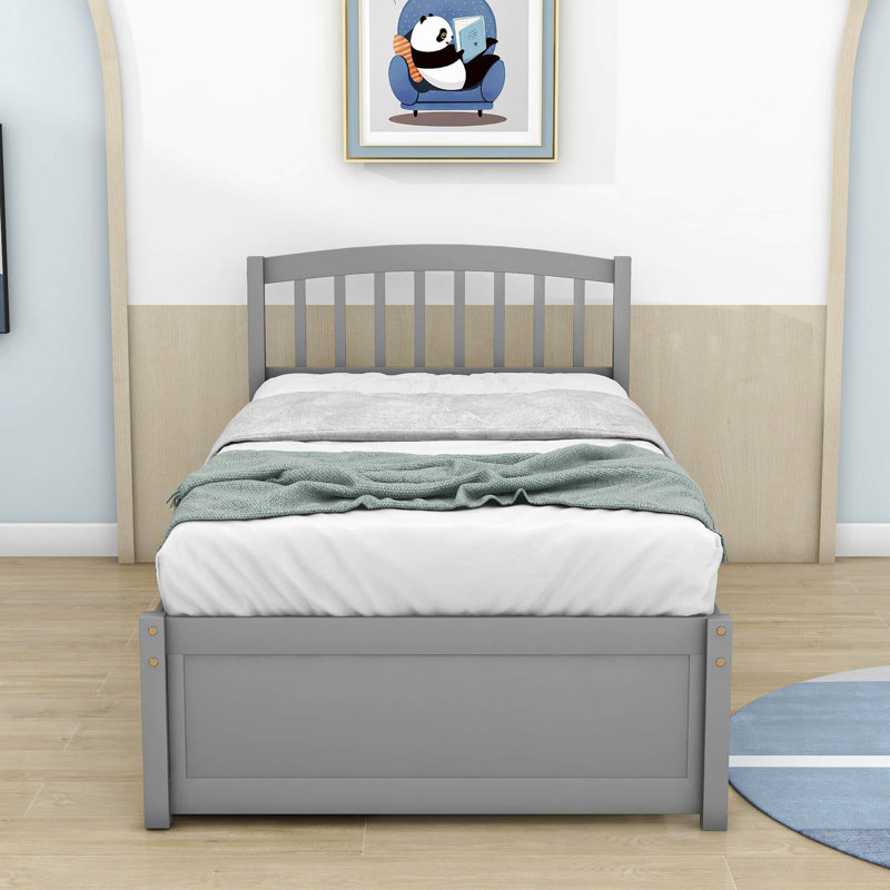 Eljay Twin Storage Platform Bed with Drawers, Gray