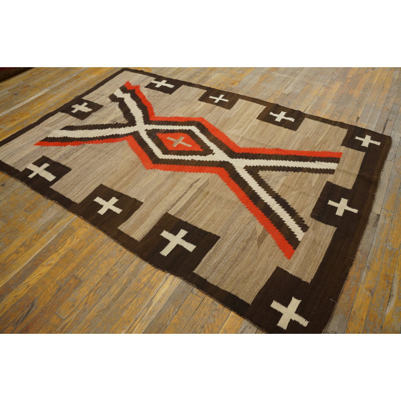 Tapis tissé à plat couleur amérindien antique Navajo