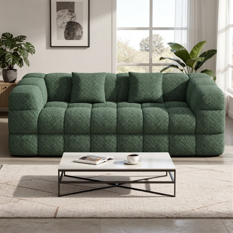 2 Seater Chenille Sofa, Green