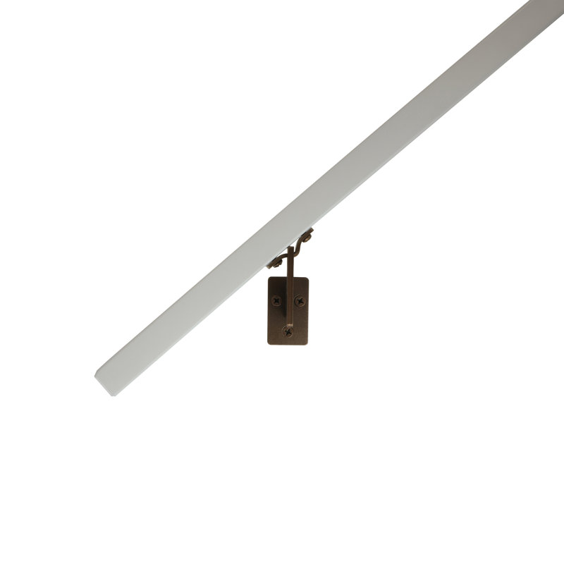 Modern Aluminum Handrail Grab Bar Kit, Adjustable Steel Brackets, Returns to Wall, Powder Coat, 14' W, Bronze / Satin White