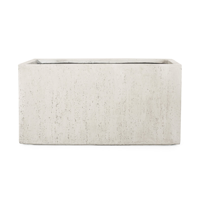 White Magnesium Oxide Cube Planter - 31.64"W X 16.1"D 16"H Lightweight Concrete Outdoor Oxide, With Stand
