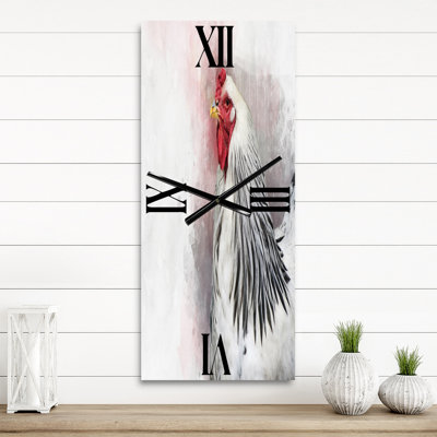 Horloge murale blanche avec coq blanc Brahma