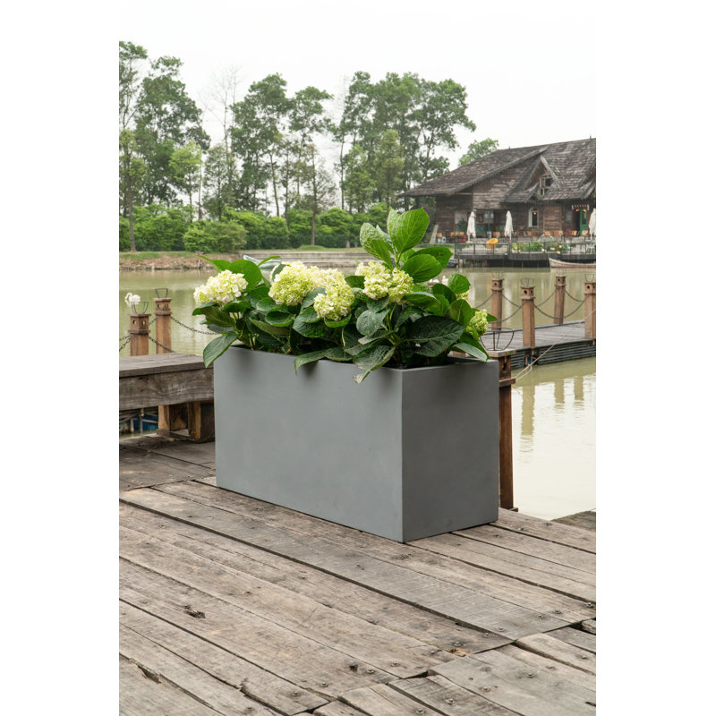 Gainford Handmade Planter Box, Gray, 19.5" H x 39" W x 16" D