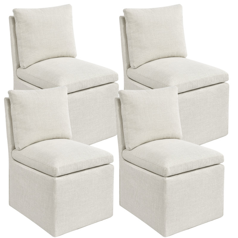 19" Wide Modern Beige Dining Chair With Padded Backrest