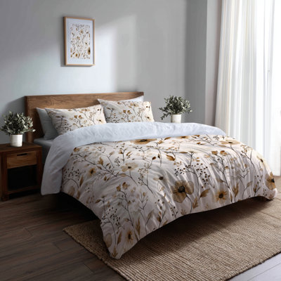 Ensemble de literie 3 pièces Country Farmhouse - Housse de couette et coussin décoratif Floral