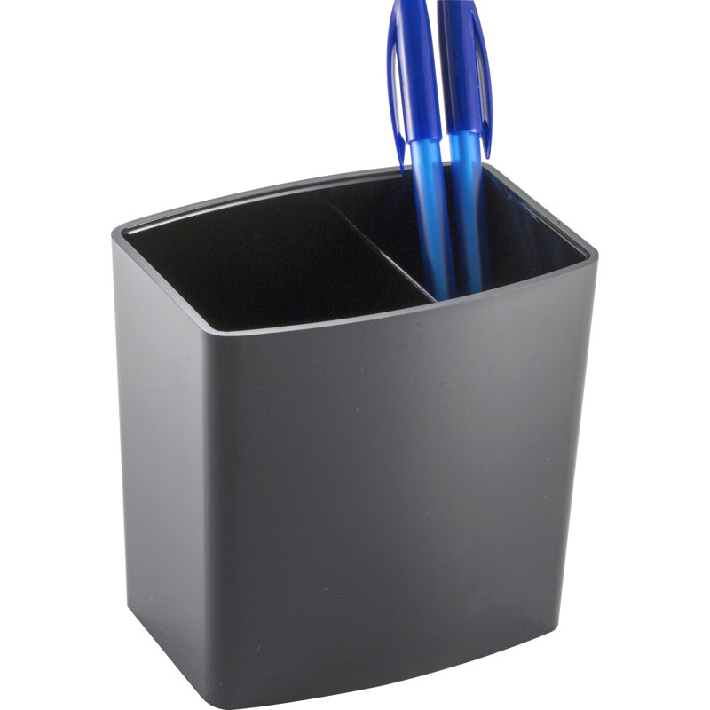 Porte-crayons, large, 3 compartiments, noir