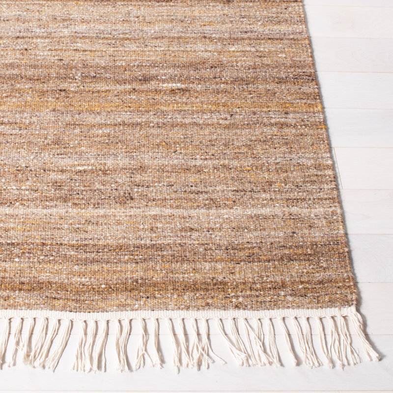 Tapis beige en laine / coton touffeté à la main Emersyn, Carré 7 pi