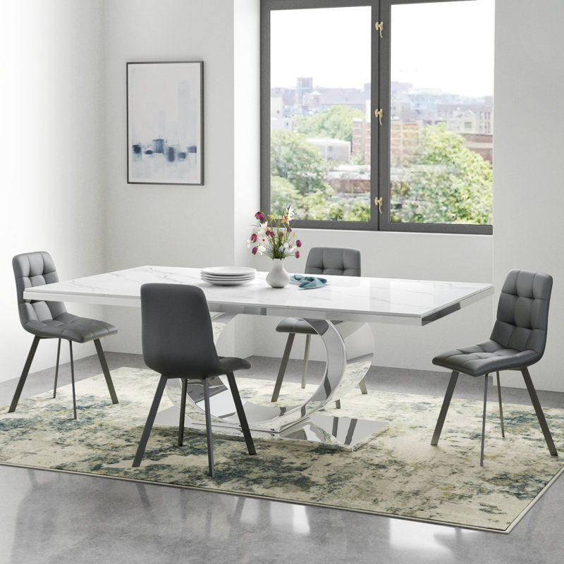 Table de salle à manger Bobbyetta, Argenté, L 44 po x L 87 po