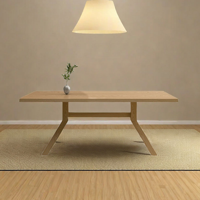 Metella Ash Rectangular Solid Wood Top with Solid Wood Base Dining Table, 35.43" W x 86.61" L