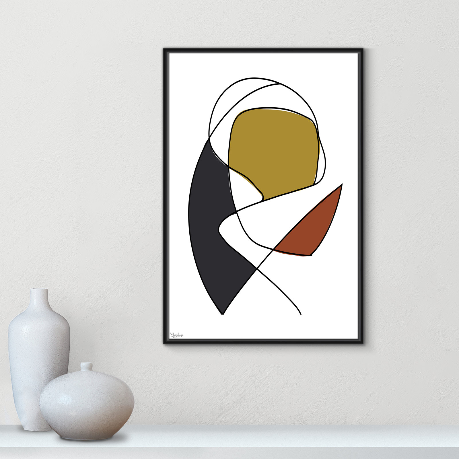Paige "Abstract Tribeca 3" Print, Black, 37.5" H x 25.5" W x 2" D