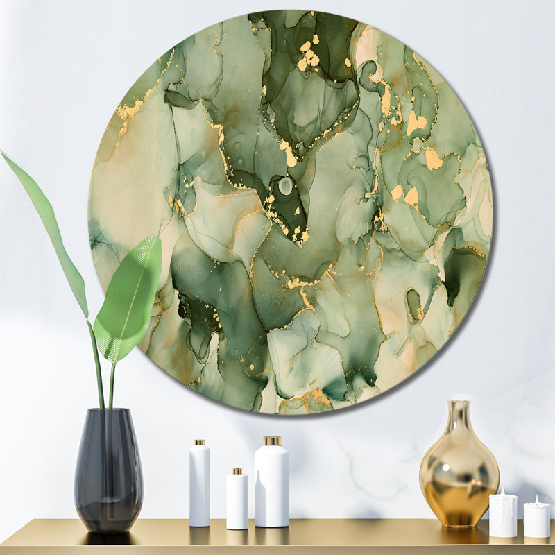 «Green Luxury Abstract Fluid Art I», art mural moderne en métal, H 29 po x l 29 po x P 1 po