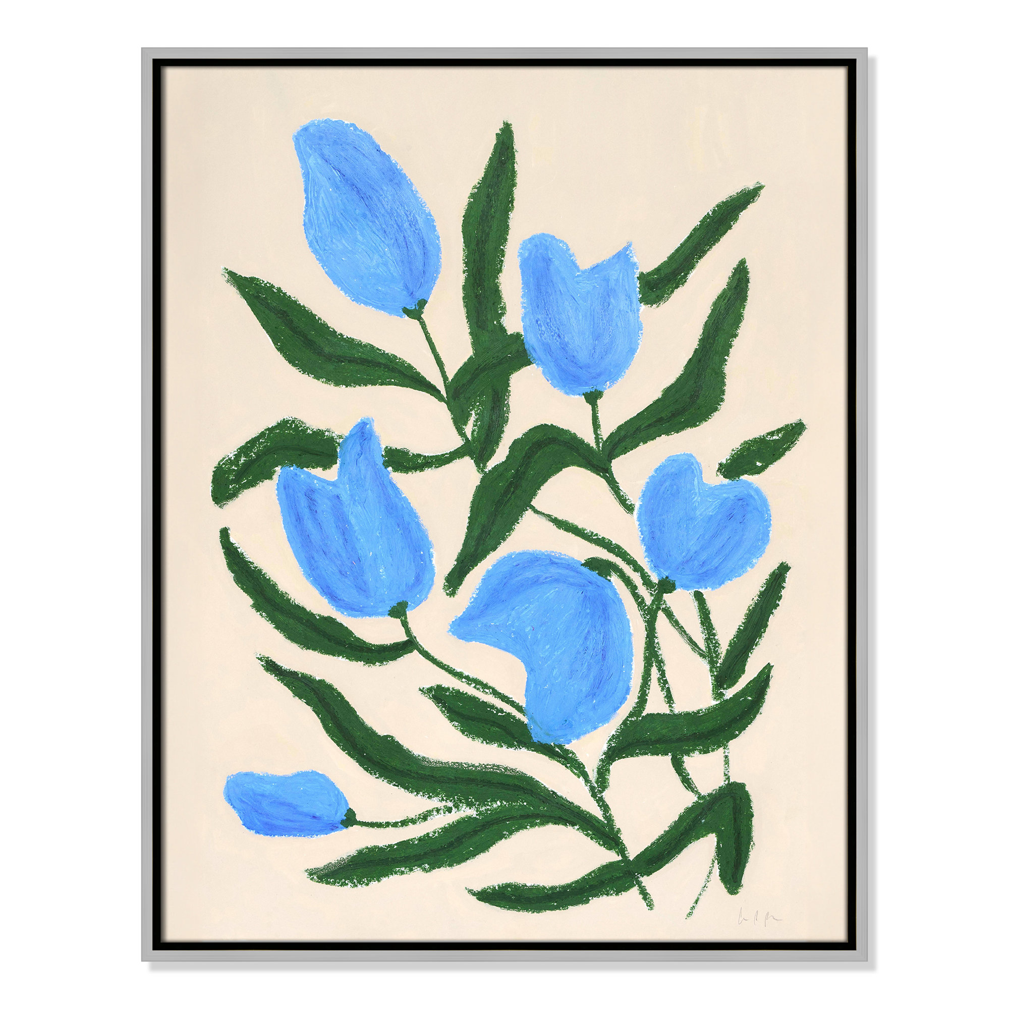Blue Tulips Print by Camilla Bergqvist, Silver, 29.5" H x 23.5" W