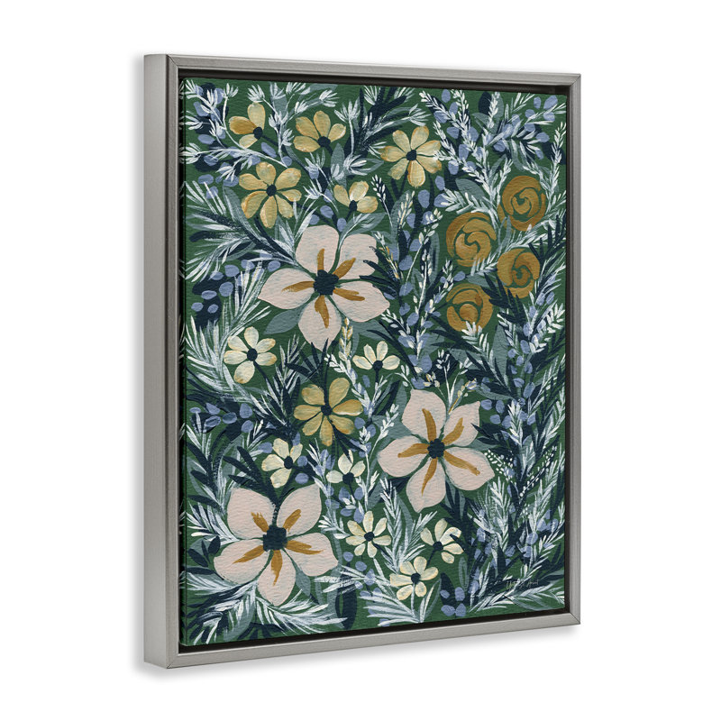 «Summer Boho Florals», art mural encadré sur toile flottante par Yvette St. Amant, H 31 po x l 25 po