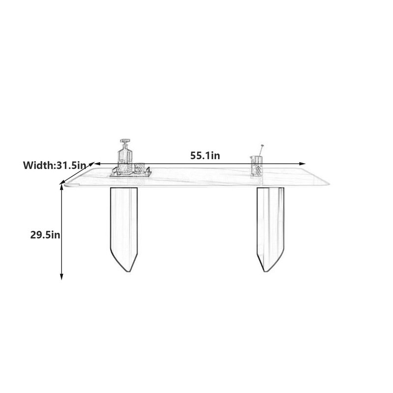 Table de salle à manger rectangulaire Luxury, H 29,52 po x L 55,1 po x l 31,5 po, Doré