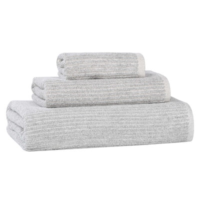 Amberg Viscose Cotton Blend Medium Weight Textured Ribbed 3 Piece Towel Set
