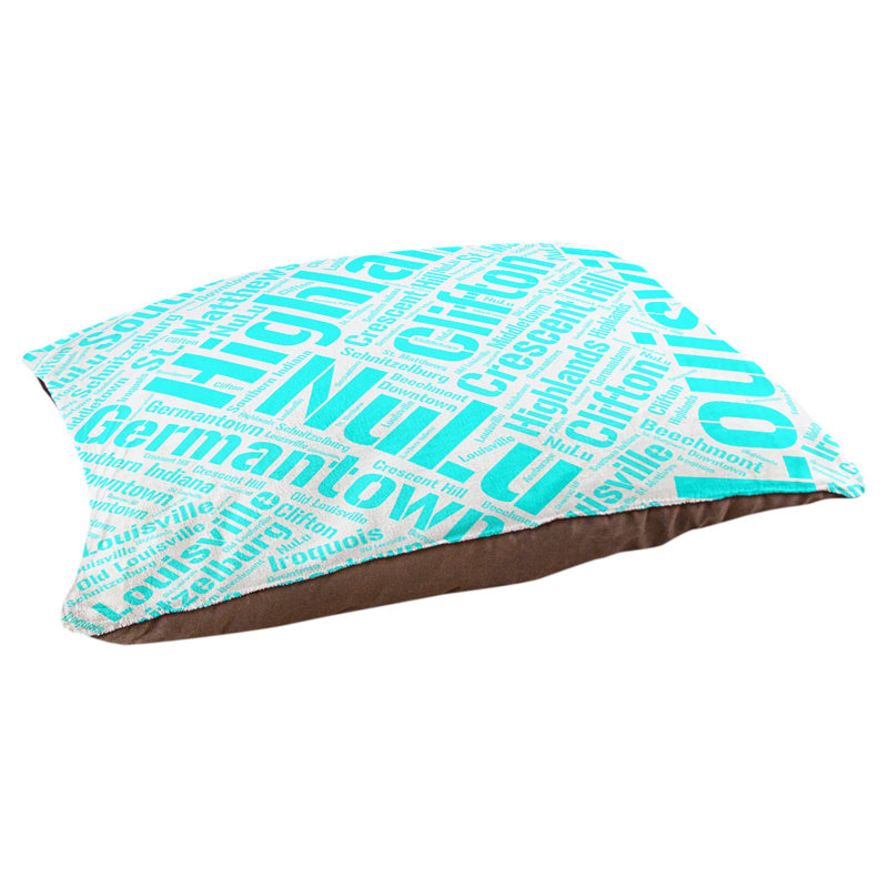 Coussin de chien « districts », Grand (l 40 po x P 30 po x H 14 po), Cyan, Louisville