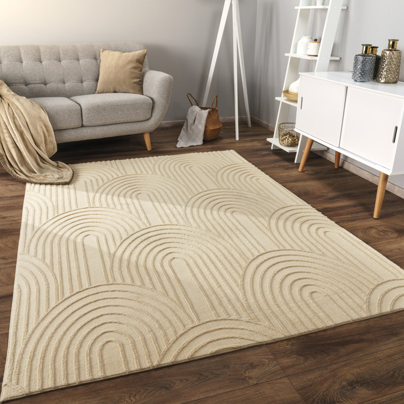 Lynell Geometric Area Rug, Beige, Rectangular 240cm x 340cm