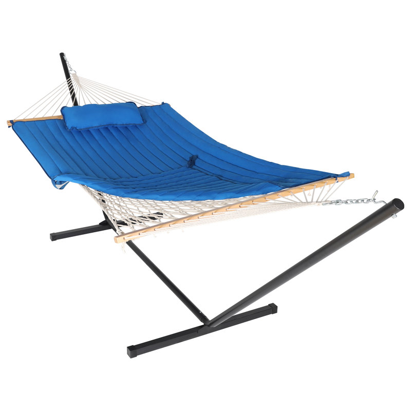 Hamac double avec support Bchester, Bleu classique