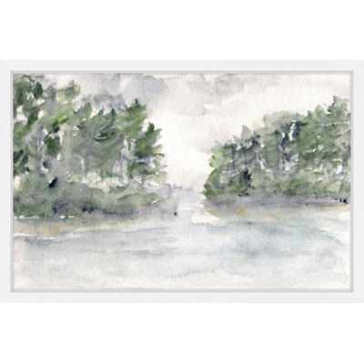 « pluie lake landscape », reproduction d’art encadrée