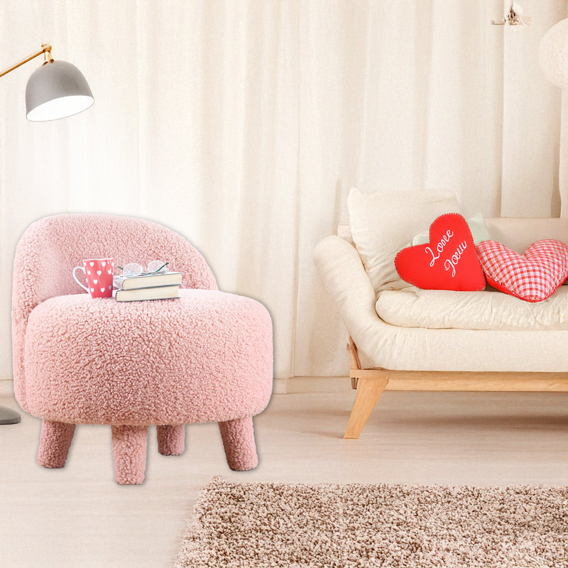 Round Orthopedic Sponge Ottoman With Wooden Legs