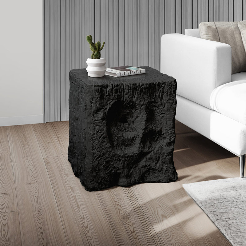 Modern Accent Table 25"H Indoor Or Outdoor End Nightstand Side Table Square Living Room Bedroom, Black