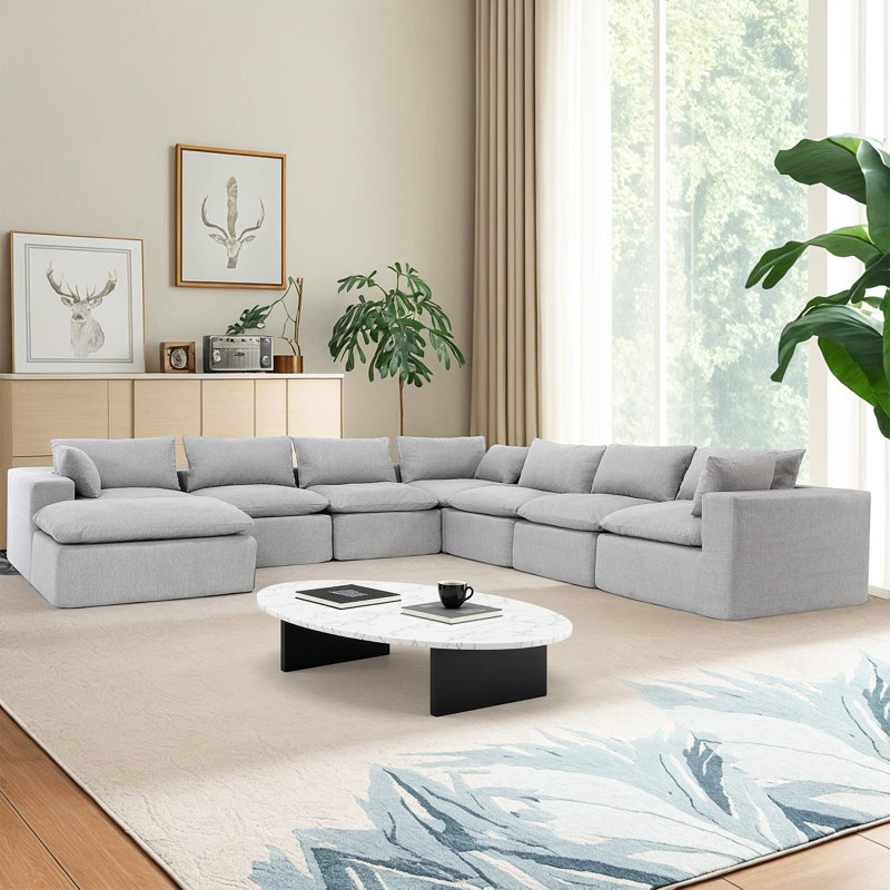 Canapé modulaire rembourré 8 pièces en chenille 8 pièces, Gris