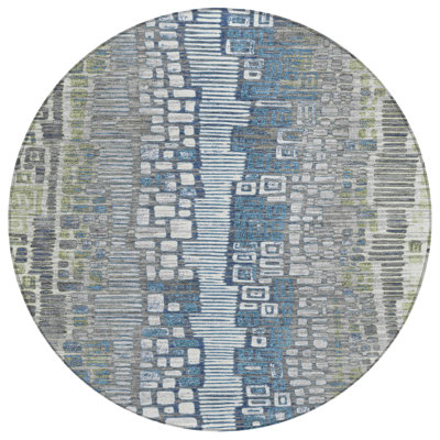 Machine Washable Indoor/Outdoor Huseby ACN2268 Geometric Rug