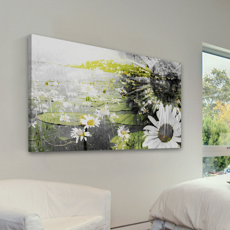 "float marguerites" par parvez taj,, reproduction d’art sur toile tendue, H 18 po x l 36 po x P 1,5 po