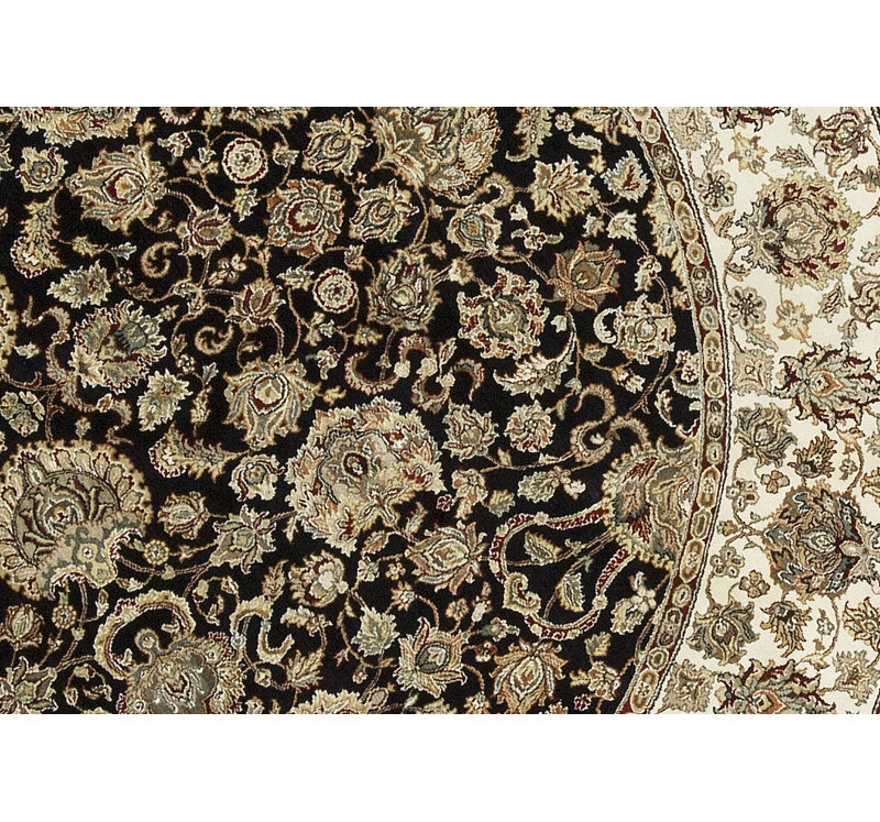 Tapis noir et beige de haute qualité noué à la main