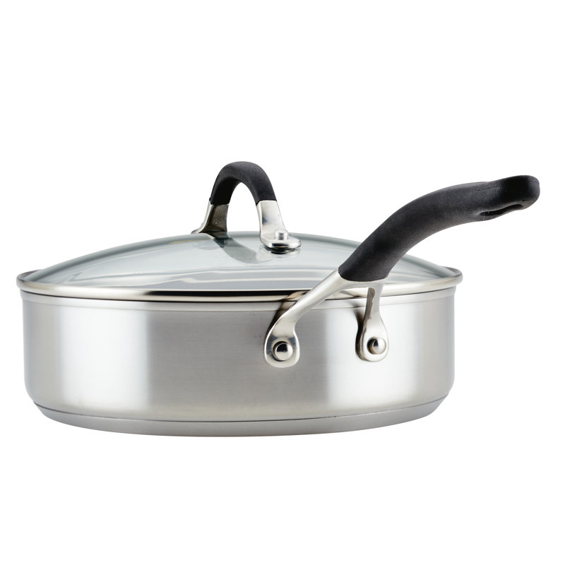 Circulon Stainless Steel Sauté Pan and SteelShield Hybrid and Nonstick Technology, 3 Quart, Silver