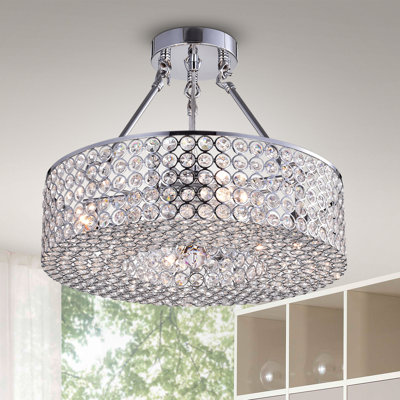 Plafonnier semi-encastré tambour 3 lumières 15,4 po lustre Joseline