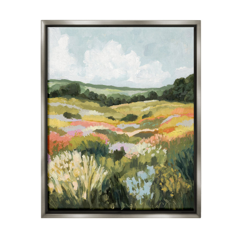 «Vast Meadow Landscape Floater Frame» par Victoria Barnes sur toile, Cadre flottant gris lustré, H 21 po x l 17 po