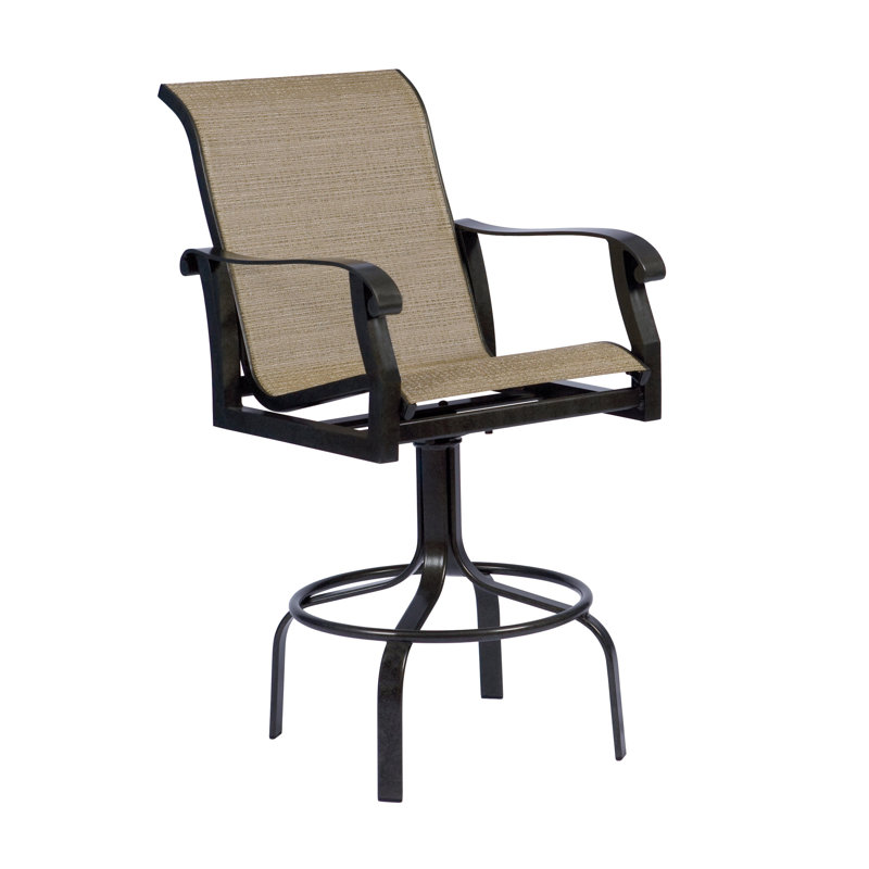 Cortland Outdoor Swivel Bar Stool, White, Oyster